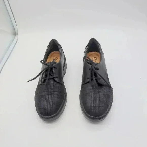 Clarks Women's Calla Ruby Lace-Up Flats Black gray sz 7.5 - Picture 2 of 9